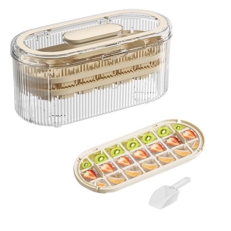LZH-051 ICE GRIDE BOX DOUBLE TRAY CREAM COLOR
