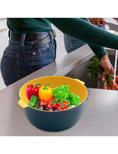 LZH-061 وعاء بلاستيك لغسيل الخضروات مع مصفاة