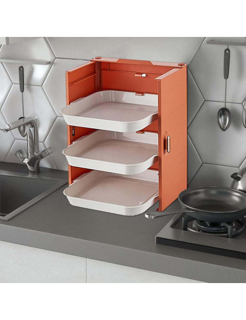 LZH-064 علاقة اوانى مطبخ طوفة 3 طابق اصفر