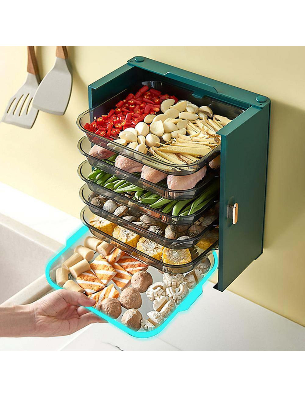 LZH-065 WALL MOUNTED KITCHEN 6 LAYER RACK GREEN