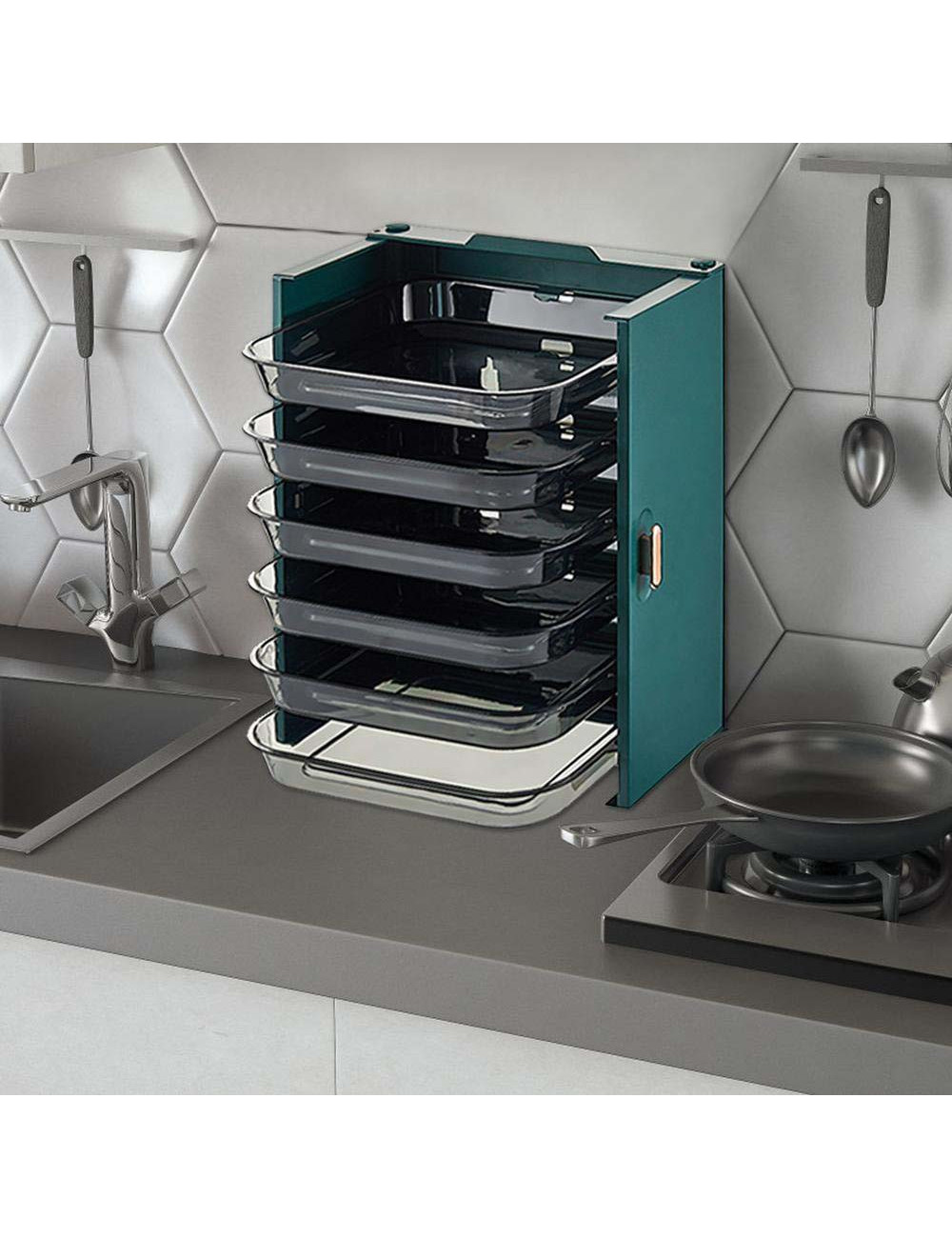 LZH-065 WALL MOUNTED KITCHEN 6 LAYER RACK GREEN