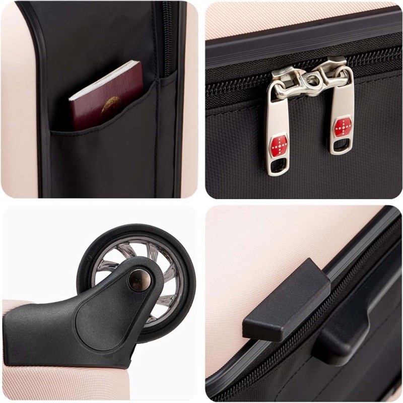 FOLDING TRAVEL TROLLEY BAG 20" PINK