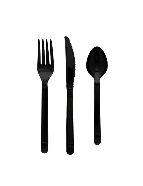 VIP TABLEWARE SPOON+FORK+KNIFE+NAPKIN BLACK