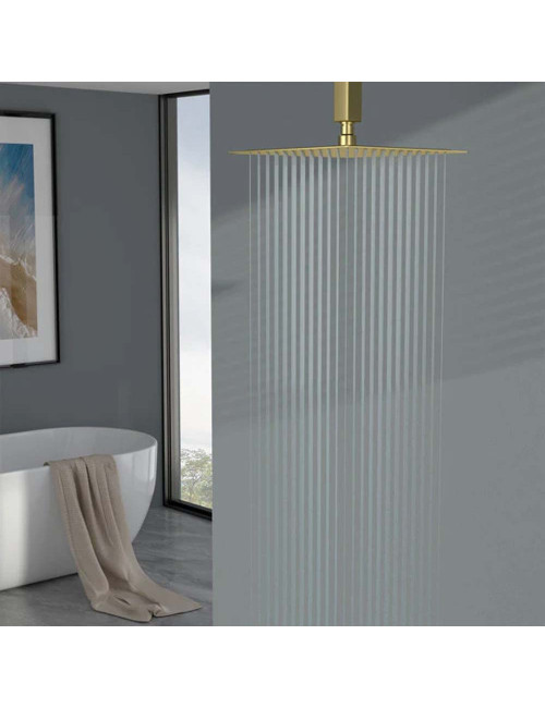 STEEL SHOWER SET SQUARE 25 CM GOLD
