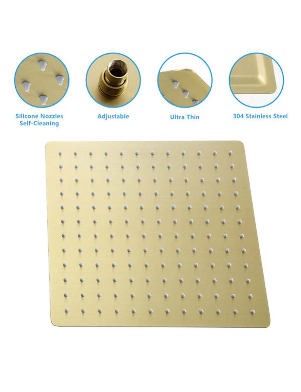STEEL SHOWER SET SQUARE 25 CM GOLD