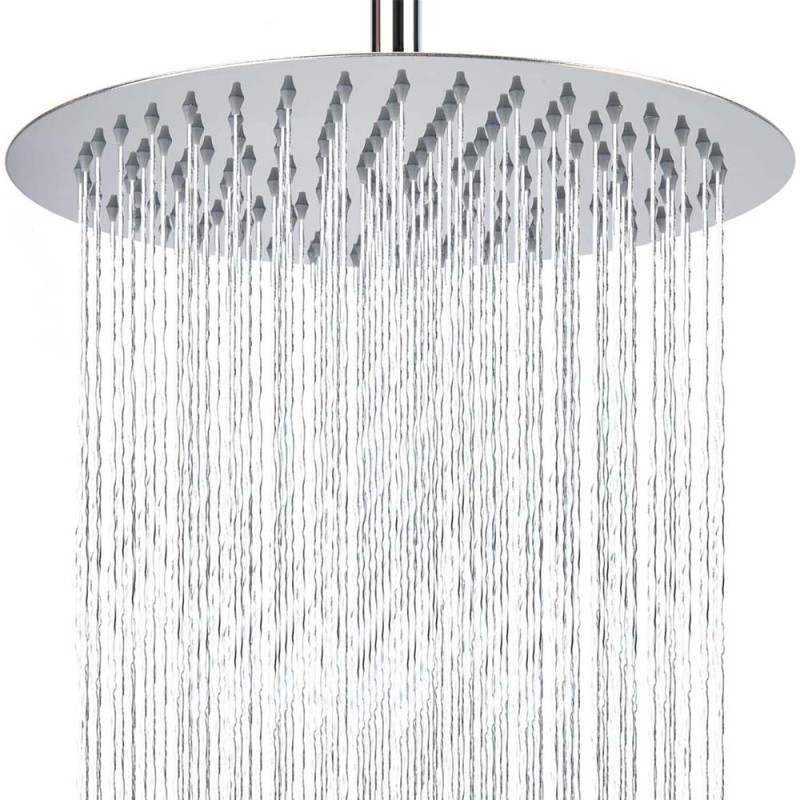 STEEL SHOWER SET CHROME ROUND 30CM H.D