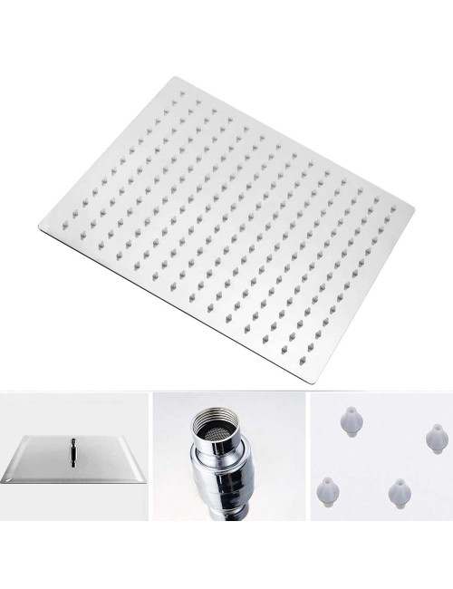 STEEL SHOWER SET CHROME SQUARE 30CM