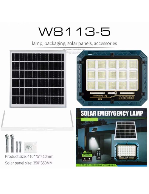 W8112-5 SOLAR FLOOD LIGHT WITH SOLAR PANEL 800W