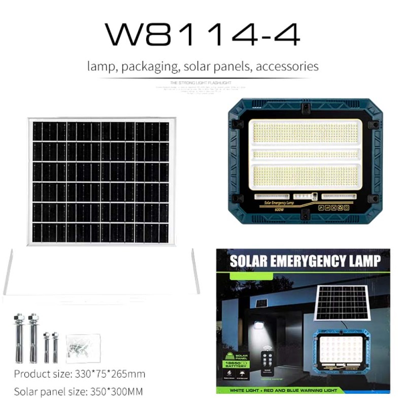 W8114-4 كشاف طاقة شمسية 600 وات مع بنل