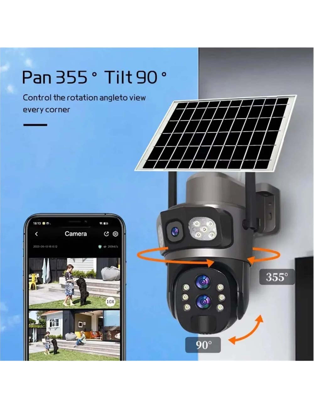T9B-10X HD كاميرا طاقة شمسية مع بانل