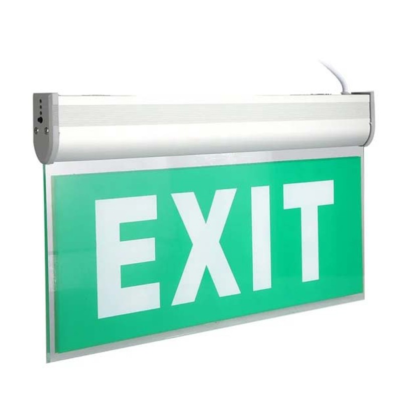 EXIT The emergency exit sign is green