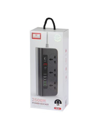 SC02 POWER SOCKET 2500W 3SOCKET 2USB -C+2