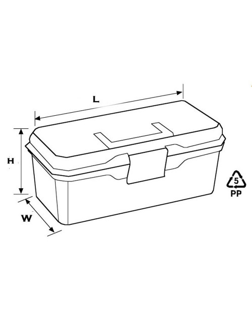 A x .03 PLASTIC TOOL BOX W/ ALUM. LATCHES 19"