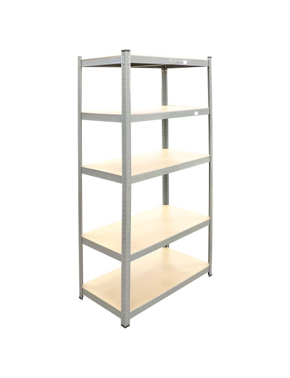 T20 POWDER COATED STEEL SHELF WITH 5 WOOD SHELF GREY 900 x 400 x 1800MM