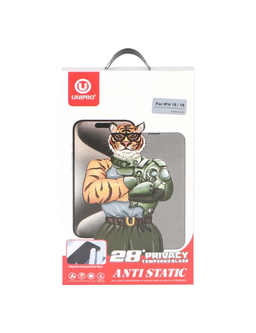 UNIPRO PRIVACY TEMPERED GLASS ANTI STATIC IP16 PRO حماية شاشة تليفون