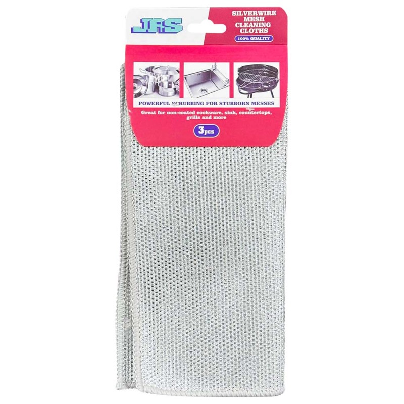 J11392 SILVER WIRE MESH CLEANING CLOTHS 3PCS/SET