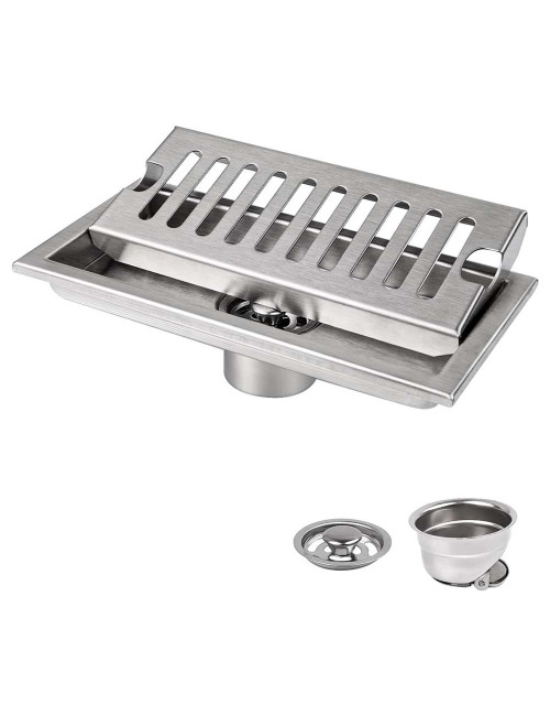 CM-110 STAINLESS STEEL FLOOR DRAIN SILVER 10*20CM-0.8MM