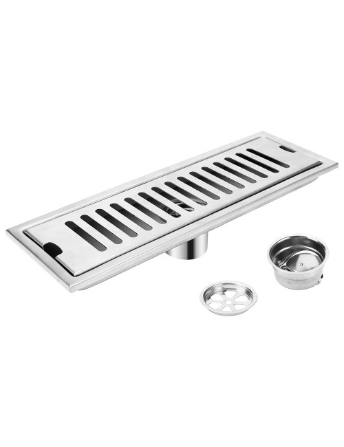 CM-111 STAINLESS STEEL FLOOR DRAIN SILVER 10*30CM-0.8MM