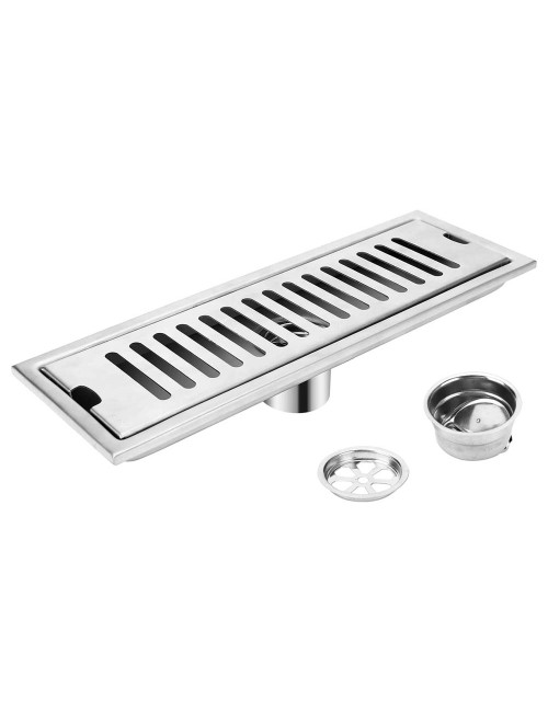 CM-112 STAINLESS STEEL FLOOR DRAIN SILVER 10*40CM-0.8MM