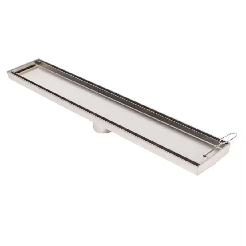 CM-118 STAINLESS STEEL FLOOR DRAIN CERAMIC SILVER 8*30CM-1.2MM