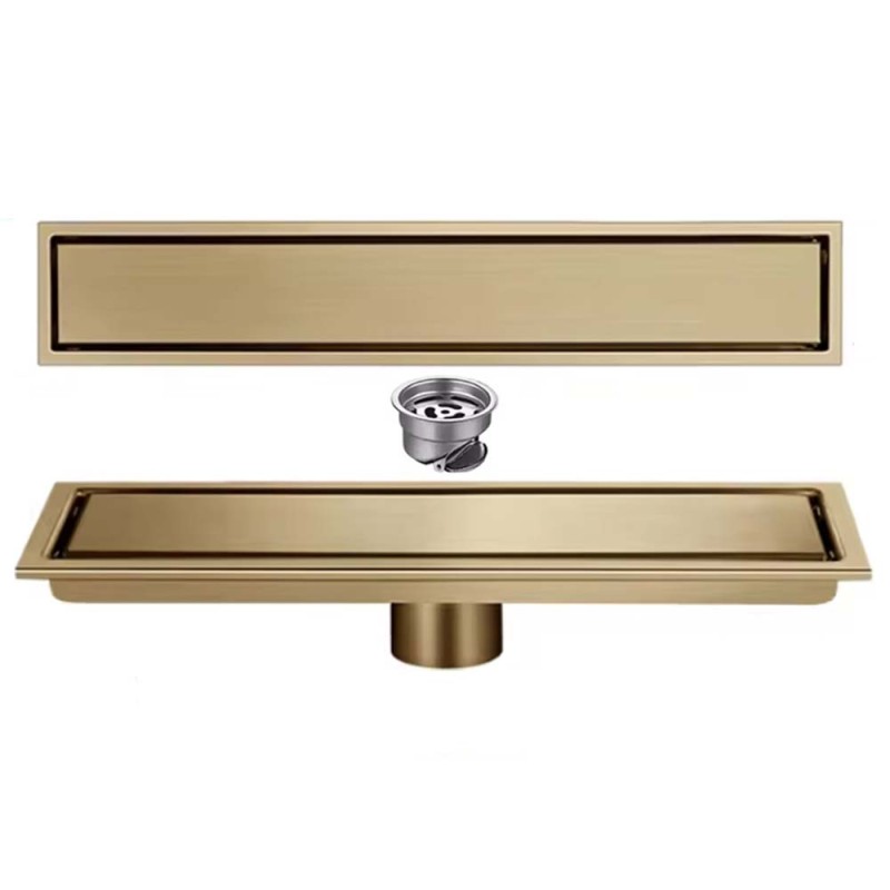CM-135 STAINLESS STEEL FLOOR DRAIN GOLD 10*40CM-1.2MM