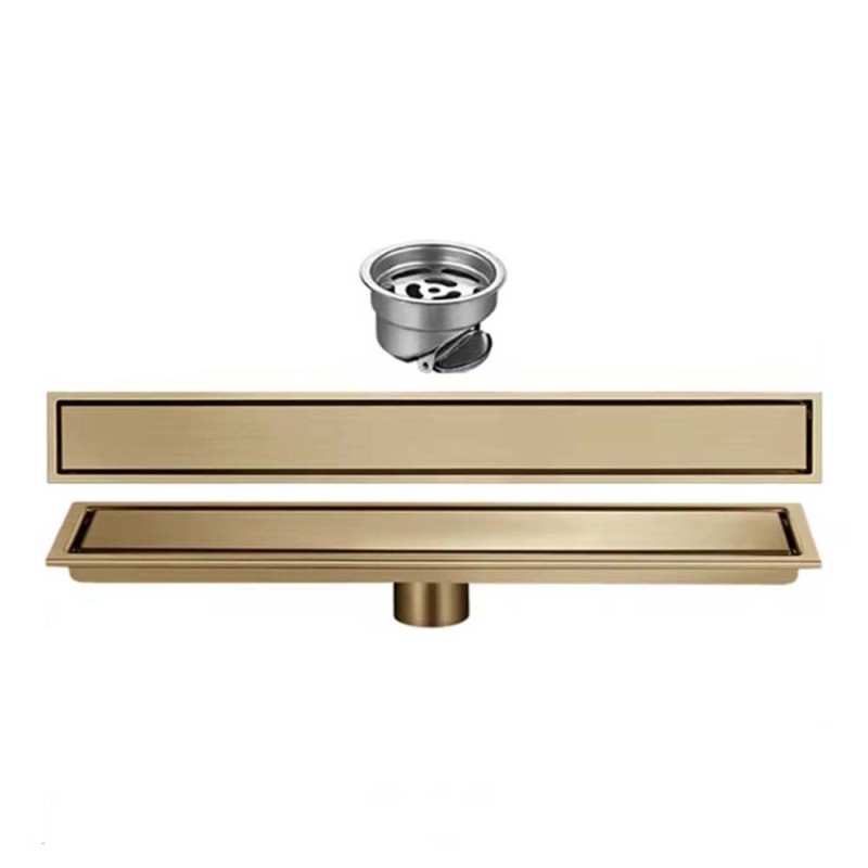 CM-138 STAINLESS STEEL FLOOR DRAIN GOLD 10*50CM-1.2MM