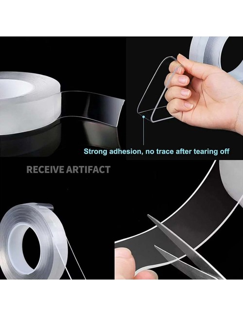 CM-061 30MM X 3M 1MM تيب دبل سيد شفاف متعدد الاستخدامات