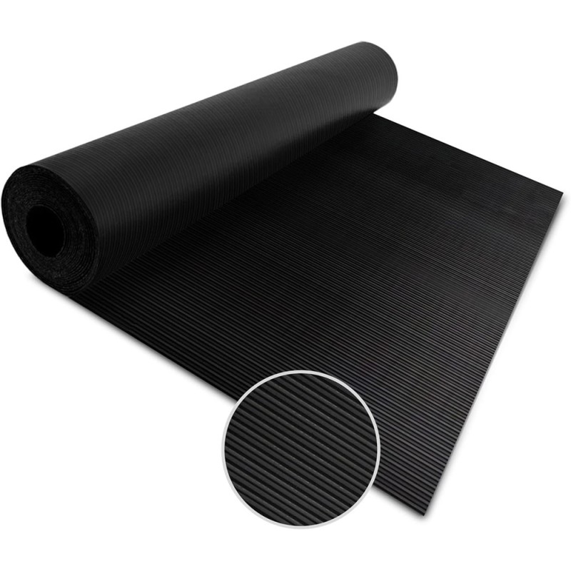 RIBBED RUBBER MAT BLACK 6 MM x 1 x 10 MTR