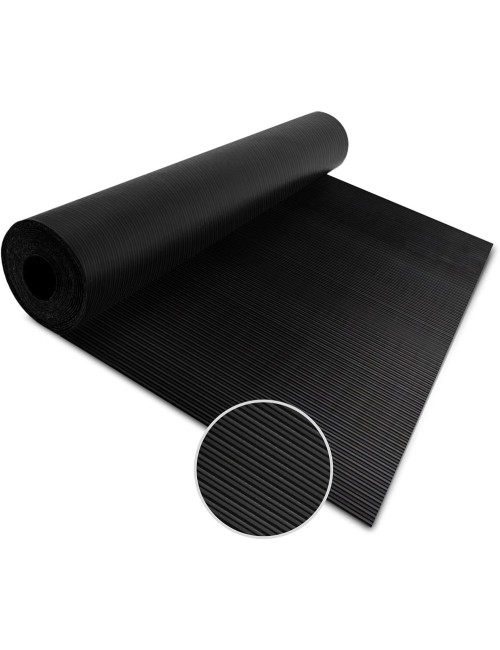 RIBBED RUBBER MAT BLACK 6 MM x 1 x 10 MTR