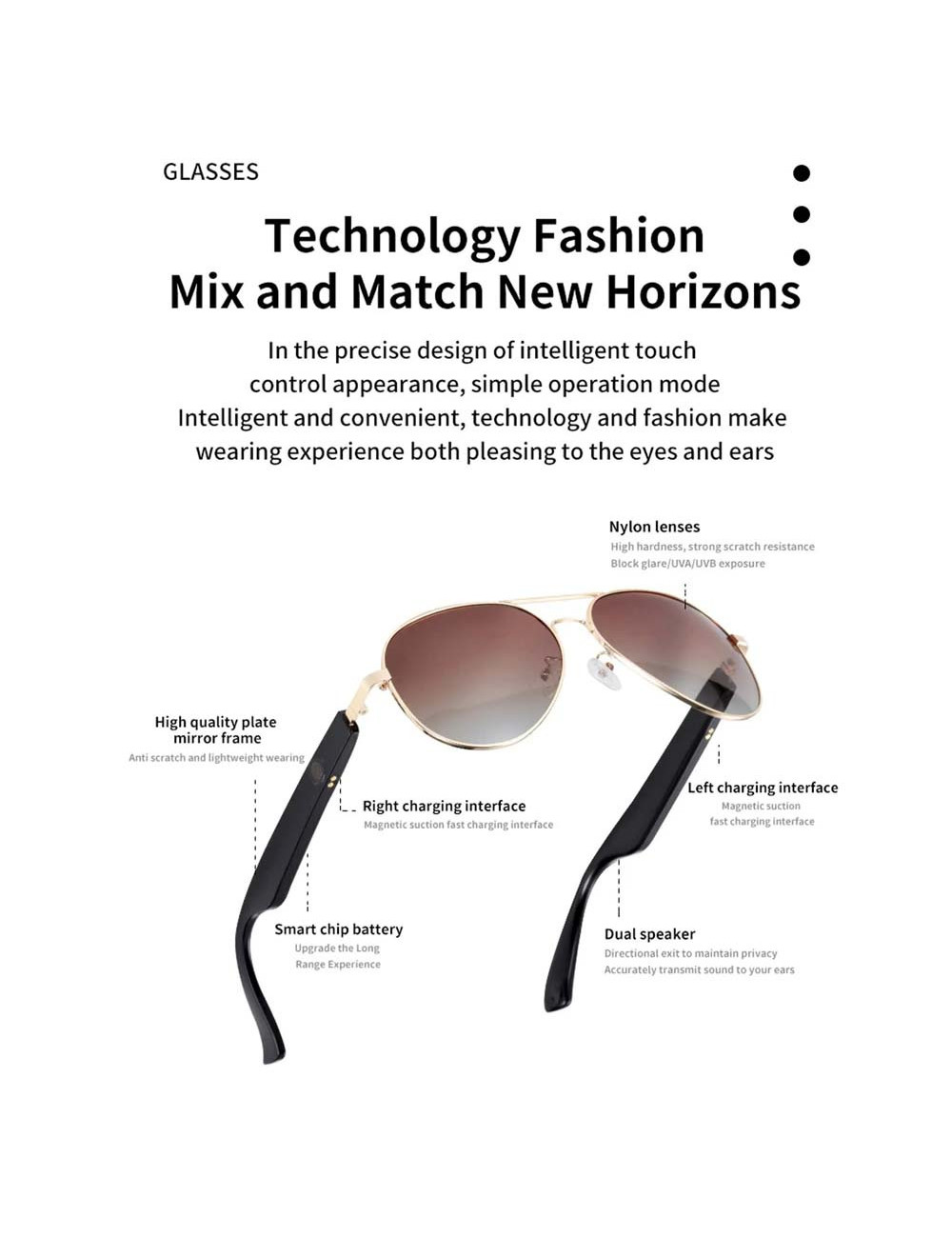 MZ01 نظارة شمسية مع بلوتوت