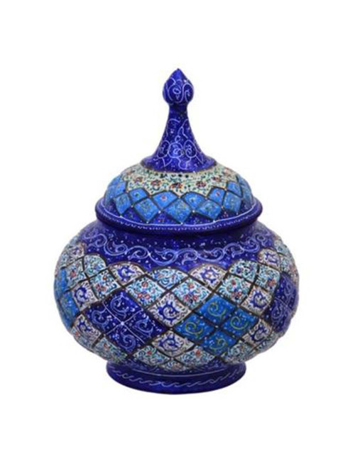 ENAMEL COATED CANDY BOWL WITH LID 28CM