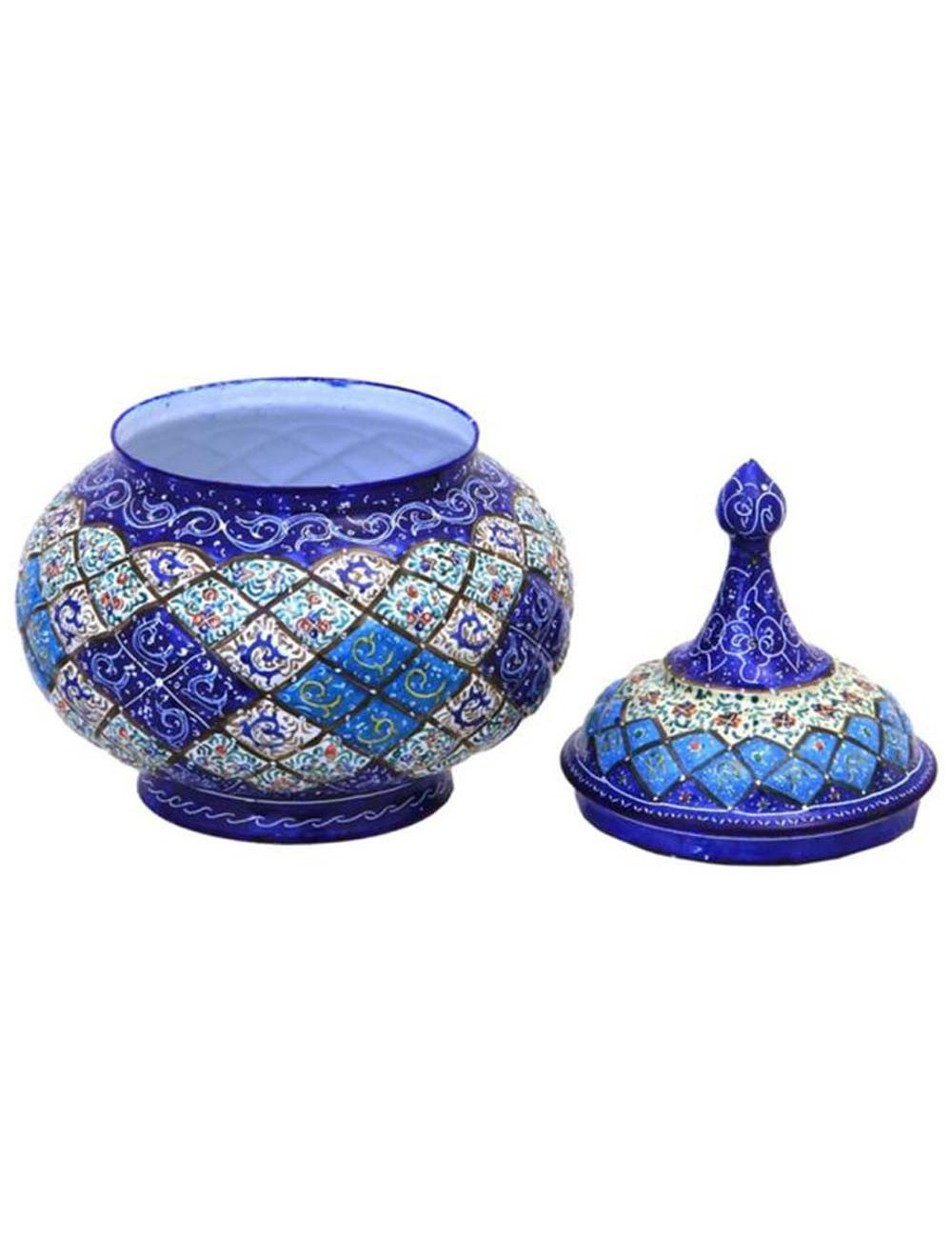 ENAMEL COATED CANDY BOWL WITH LID 28CM