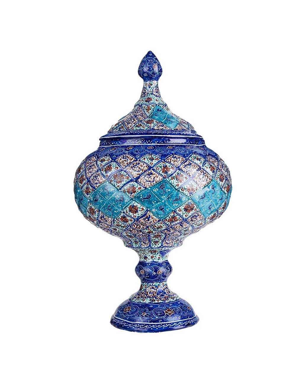 ENAMEL COATED PEDESTAL BOWL WITH LID 25CM