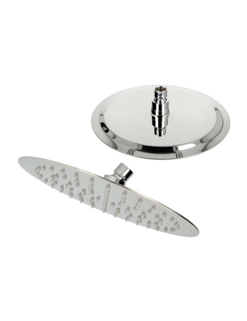 STEEL SHOWER SET CHROME ROUND 20CM