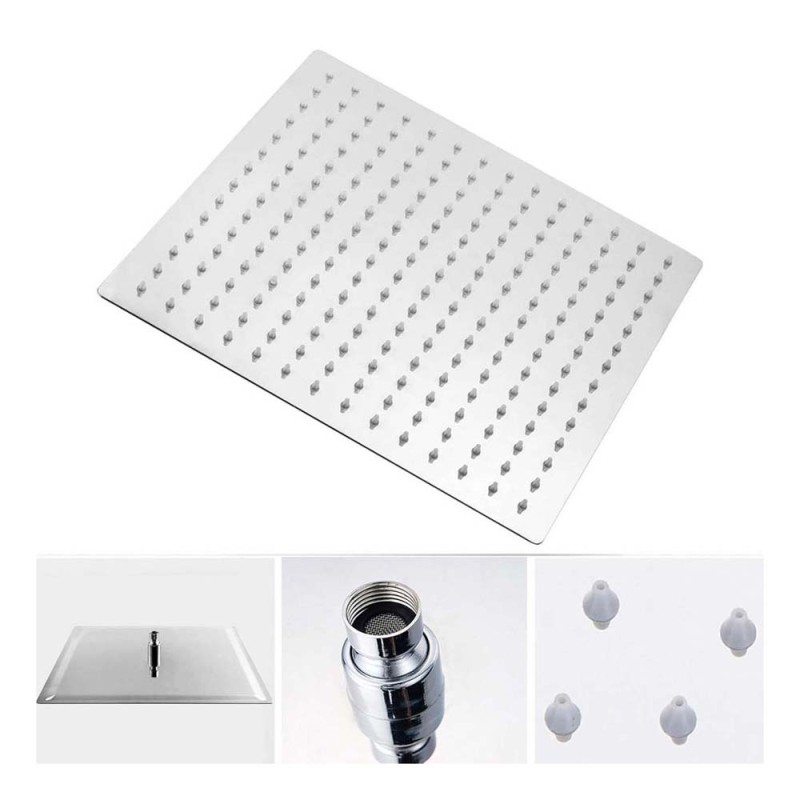 STEEL SHOWER SET CHROME SQUARE 30CM H.D
