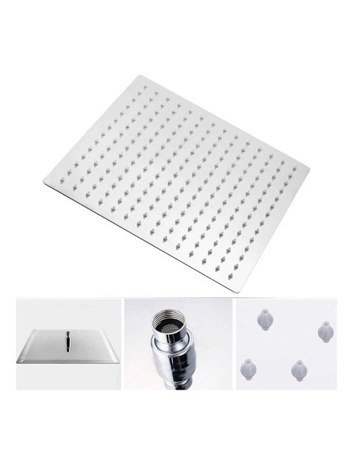 STEEL SHOWER SET CHROME SQUARE 30CM H.D