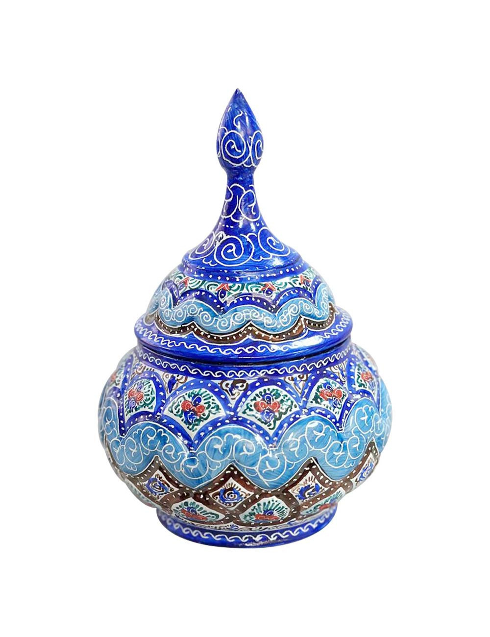 ENAMEL COATED CANDY BOWL WITH LID 20CM