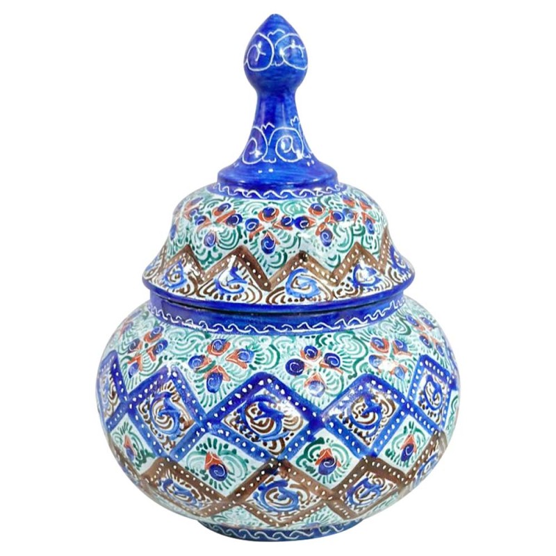 ENAMEL COATED CANDY BOWL WITH LID 16CM
