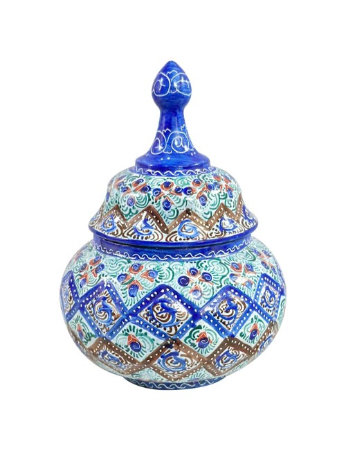 ENAMEL COATED CANDY BOWL WITH LID 16CM