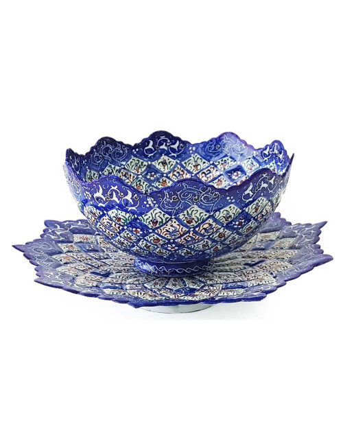 ENAMEL COATED PLATE AND BOWL SET 20CM