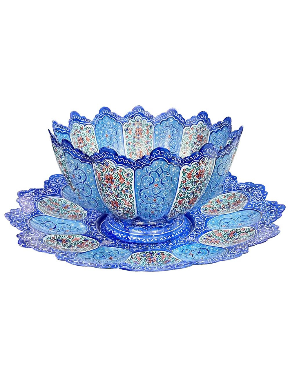 ENAMEL COATED PLATE AND BOWL SET 30CM