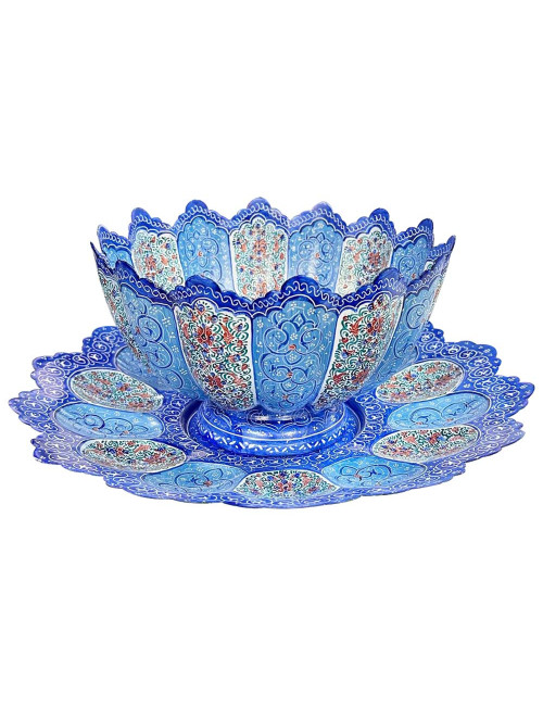 ENAMEL COATED PLATE AND BOWL SET 30CM