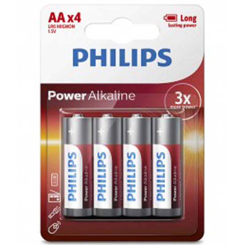 PHILIPS BATTERY ALKALINE AA 1.5V 4PCS LR6P4B/97