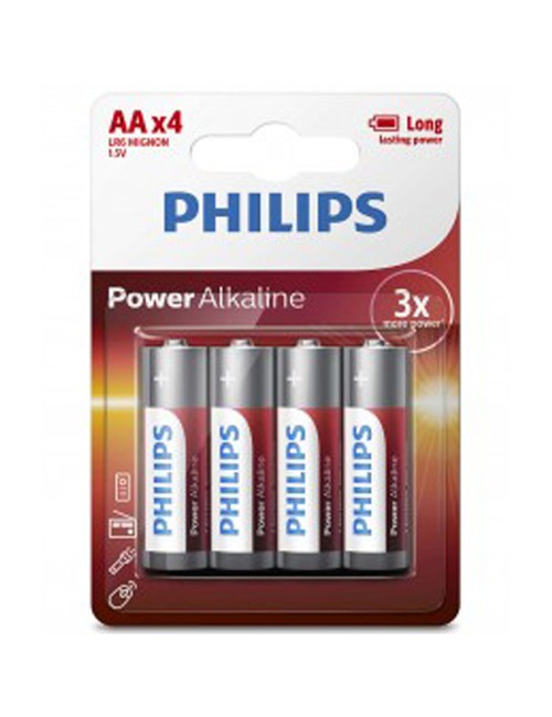 PHILIPS BATTERY ALKALINE AA 1.5V 4PCS LR6P4B/97