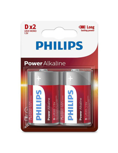 PHILIPS BATTERY ALKALINE D 1.5V 2PCS LR20P2B/97