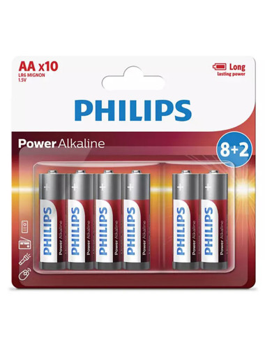 PE231 فيلبس بطاريات ألكالين (8+2 حبة) (AA)