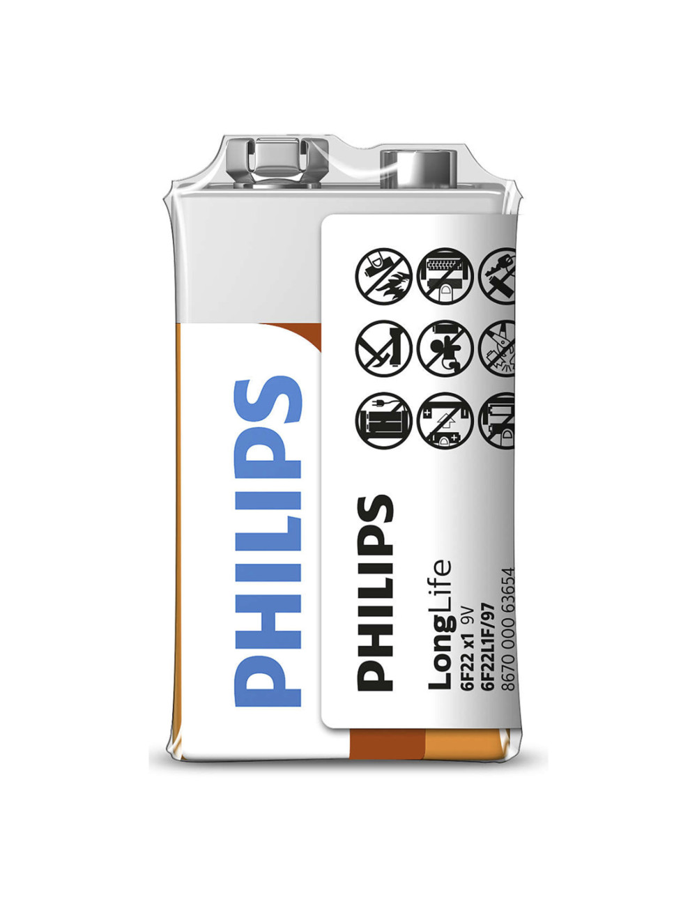 PHILIPS BATTERY LONGLIFE ZINC 9V 1PCS 6F22L1F/97