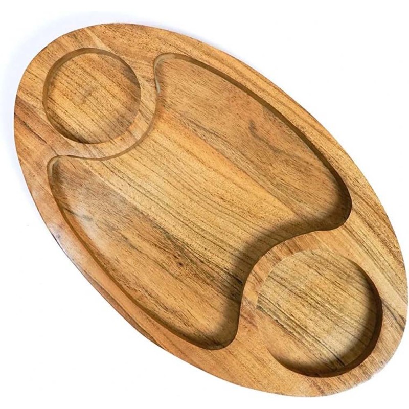 3008 WOODEN 2CUP SECTION TRAY 38 X 20CM