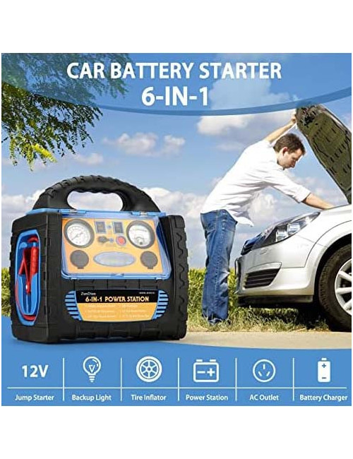 JAS 6 IN 1 MULTI-FUNCTIONAL START BATTERY WITH AIR COMPRESSOR