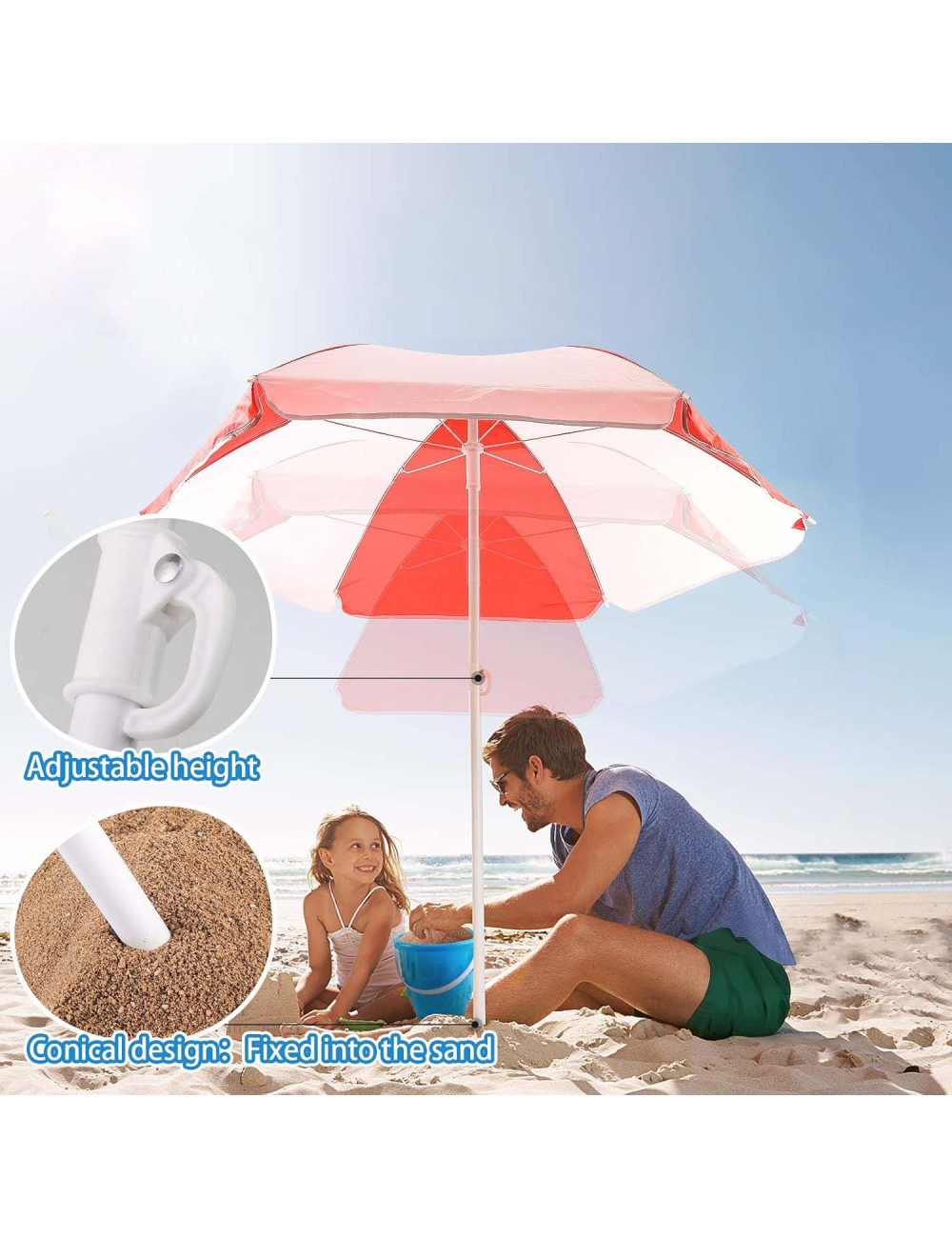 HWS1408-03 BEACH UMBRELLA 220 CM